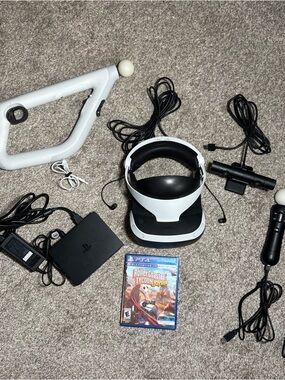 Sony White PS VR Headset Bundle with White Motion Controllers and Accessories